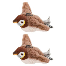 Interactive Simulated Bird Cat Toy Touch Activated Chirping Flapping No Flying Plush Pet Toy for Cats Dogs 2pc