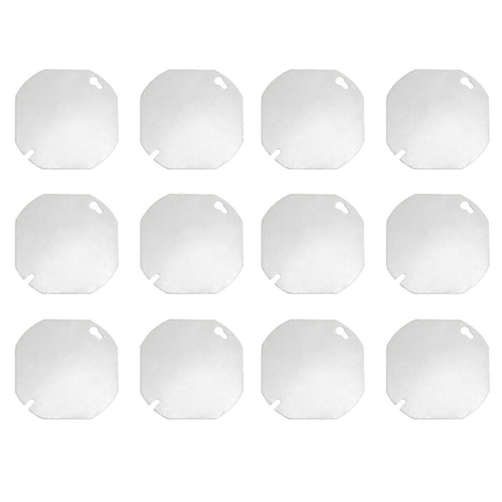 12Pcs Octagon Electrical Box Cover,Metal Junction Box Covers, Blank Flat Outlet Box Cover For 4 Inch 9319739713459