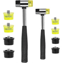 Rubber Hammer, 2Pcs 25mm/35mm Double-Faced Soft Hammer Mallet with 8Pcs Replacement Heads Kit,for Leather Crafts Watch