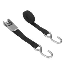 Correas de amarre con trinquete de 25 mm (1 pulgada), negras, inoxidables, con costuras precisas, compatibles