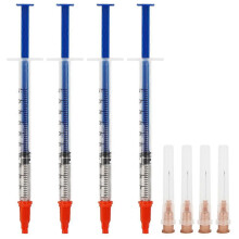 Verpakking van 4 stuks zilverkleurige geleidende verflijm voor hittehardende reparaties (0,3 ml).