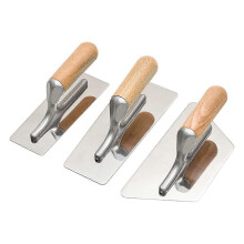 Set di 3 spatole veneziane in acciaio inox lucidato per intonacatura e pittura. Attrezzi manuali per