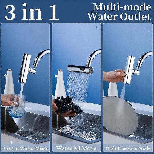 Kitchen Faucets with Pull Down Waterfall Kitchen Sink Faucet 3 Mode Splash-Proof Nozzle Sink Multi-Function 2