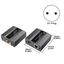 Analog Audio Extender 3.5mm Stereo over Ethernet Single Cat5E/6/7 Cable Up to 500M Audio Converter
