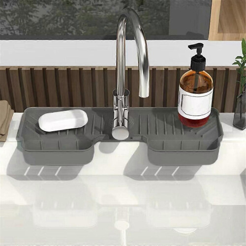 Kitchen Faucet Absorbent Mat Sink Splash Guard Silicone Black 2