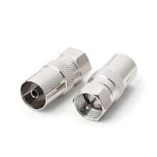 2Pcs F Type Male to Female RF Coax TV Aerial Adapter Connector Plug Socket