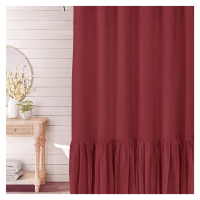 Red Linen Waterproof Shower Curtain 183x183cm for Bathtub Elegant Bathroom Decor Easy Clean Durable Design
