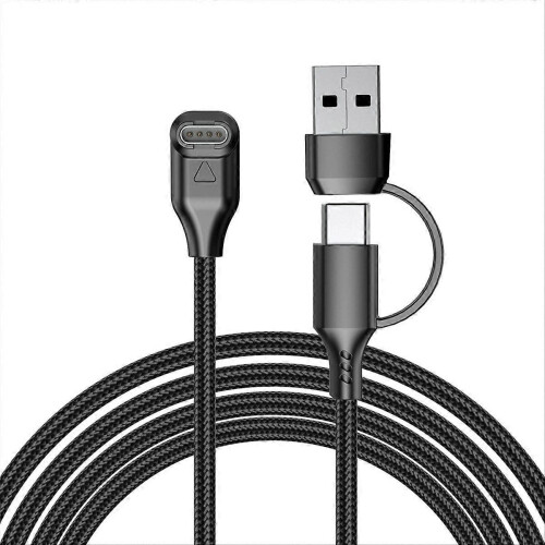 Καλώδιο φόρτισης ρολογιών USB Type C 2 σε 1 για 8, 7 Series, Forerunner 245, 255, 955, Venu 2 A μαύρο