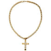 Collana da uomo con pendente in acciaio inossidabile, catena piatta, spessore 6 mm, lunghezza 22 pollici.