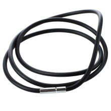 Collana con cordino in gomma da 25,5 pollici (3 mm) con chiusura in acciaio inossidabile - Nera