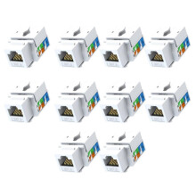 10 pezzi Connettore Cat6, connettore Ethernet a perforazione, adattatore da parete modulo accoppiatore