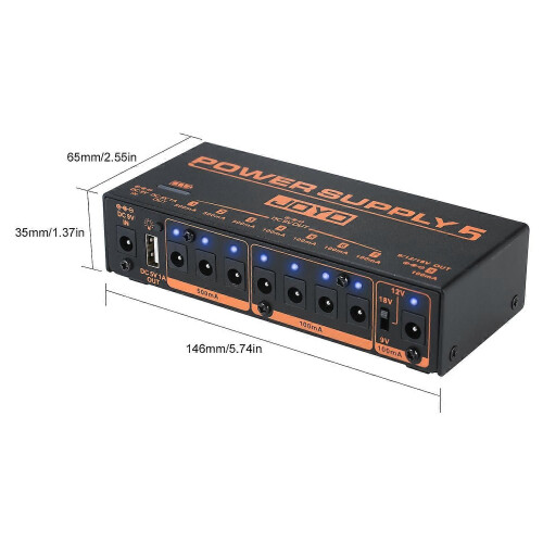 JOYO JP-05 Σταθμός τροφοδοσίας κιθάρας με 8 απομονωμένες εξ
