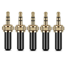 5Pcs 3.5mm Plugs Metal Connector Mini 3.5mm Screw Lock Stereo Jack Plug with M6 Internal Thread