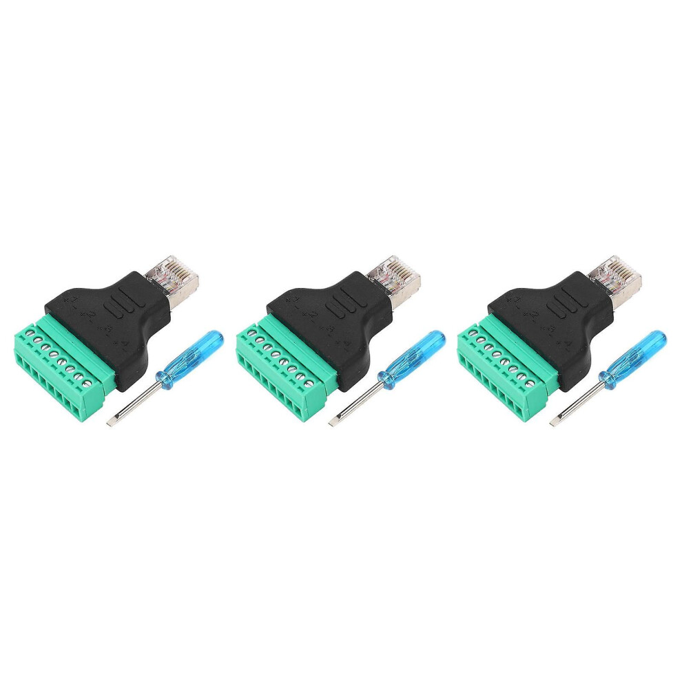 3Pcs Rj45 Screw Terminal Adapter Rj45 Female Thread To 8 Pin Network Connector Solderless 9319739660494