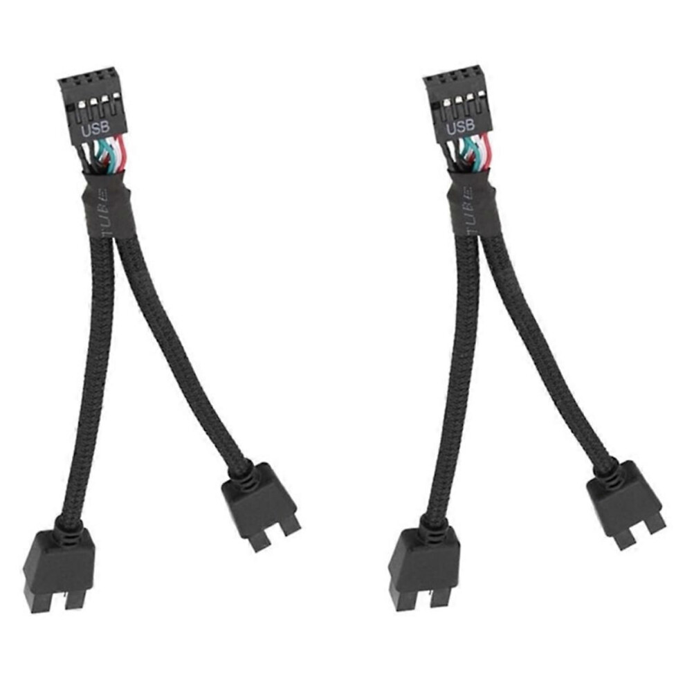 Computer Motherboard Usb 2.0 9Pin To Dual 9 Pin Extension Cable Black 9152359522533