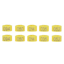 100Pcs Bird Foot Rings Bands 10mm 001-100 Numbered Pigeons Identify Clip Poultry SupplyYellow