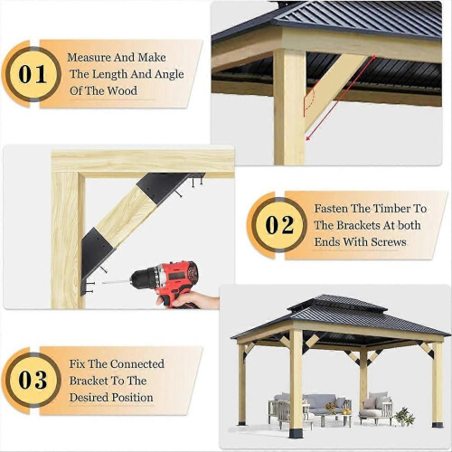 Pergola Brackets,45-Degree Angle Bracket,compatible for Reincompatible forcing Pergolas 2