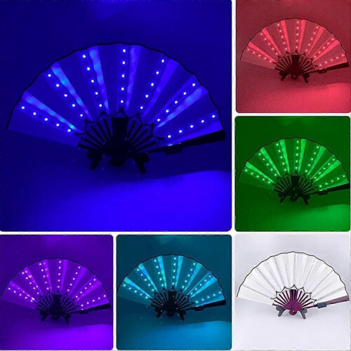 LED Glowing Folding Fan with Remote Control White 1