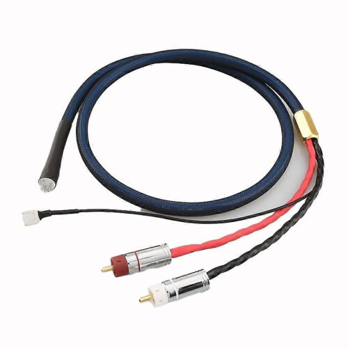 Cable de audio para brazo de tocadiscos OFC plateado con blindaje, conector macho 5DIN a conector RCA