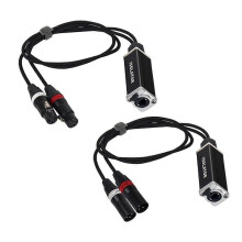 1Pair 2 Channel XLR Network Cable Extender Network Signal Extender 3Pin XLR Male and Female to RJ45 Ethernet Extender