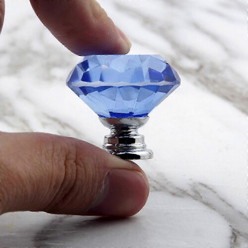 10 Pcs 30mm Blue Diamond Crystal Cabinet Knobs, Drawer Pull Handles for Kitchen Cupboards & Chests 1
