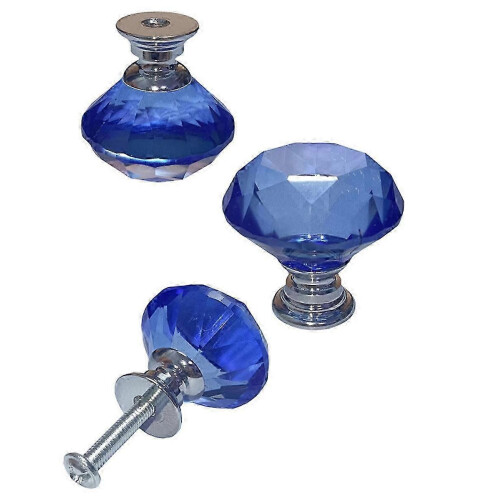 10 Pcs 30mm Blue Diamond Crystal Cabinet Knobs, Drawer Pull Handles for Kitchen Cupboards & Chests 2