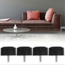 4Pcs Black Round Sofa Legs with M8 Screw - 35mm Height Furniture Feet for Cabinet & Sofa