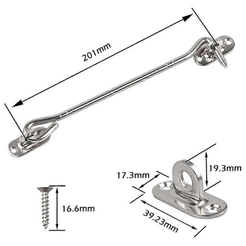 2 Pcs Cabin Hook (8 Inch) with Screws - for Shutter Shed Window 1