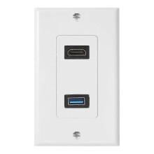 2-Port HDMI + USB 3.0 Female Wall Plate Outlet Extender Panel Socket Adapter
