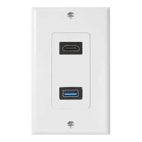 2-θυρών HDMI + USB 3.0 θηλυκή πρίζα τοίχου, προσαρμογέας προέκτασης πάνελ τοίχου
