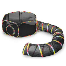 Outdoors Cat Enclosure Foldable Pet Playpen with Colorful Strips Portable Pets Playpen Tunnel for Indoor Dogs Cats & Small Animals