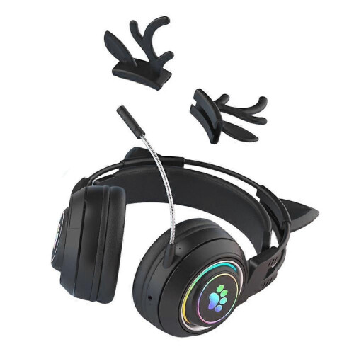 Ακουστικά Bluetooth για παιχνίδια με χαριτωμένα κέρατα γάτας, ακ