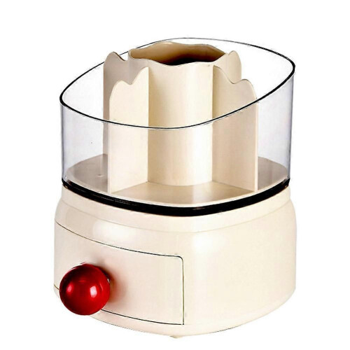Rotating Makeup Organizer 5 Compartment Cosmetic Storage Organizer with Drawer Bathroom Desktop Orga