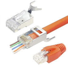 Shielded Cat7 & Cat6A Pass Through RJ45 Connectors (20 Pack) with Boots