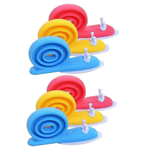 6-Pack TPE Snail-Shaped Door Stoppers, Assorted Colors, Protects Doors from Slamming 1