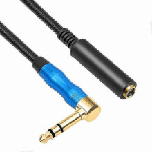 6.35mm Stereo Audio Extension Cable Male to Female Bent Connector for Sound Devices