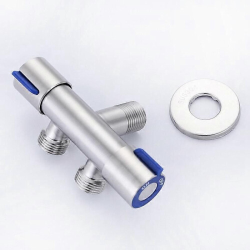 G1/2 x 1/2 304 Stainless Steel One Into Two Three-Way Angle Valve, Double Handle Double Control Single Cold Multi-Function Faucet 1