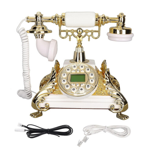 Ρετρό ενσύρματο σταθερό τηλέφωνο με κουμπί και ηλεκτρον