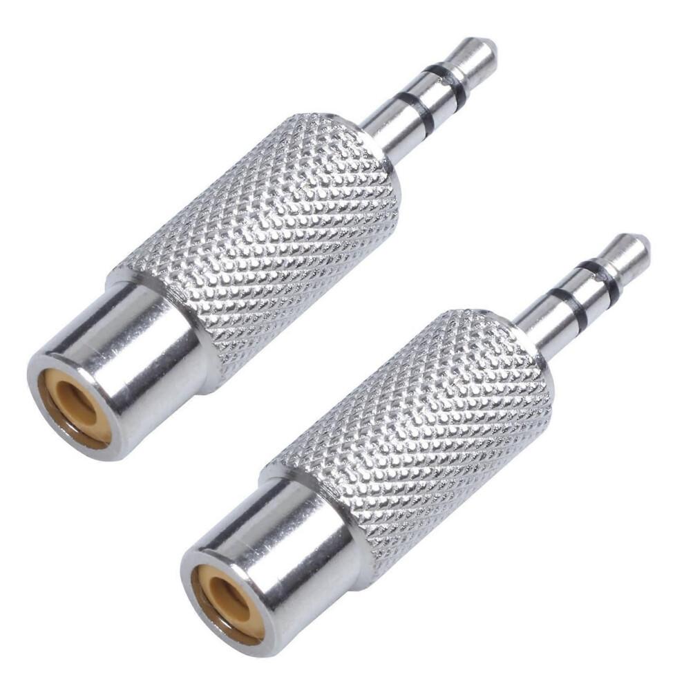 2X 3.5Mm Stereo Male To Rca Mono Female Audio Adapter, Silver 9319739665628