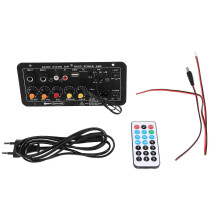 Digital Bluetooth Stereo Amplifier Board Subwoofer Dual Microphone Karaoke Amplifiers compatible for 8-12 Inch Speaker EU Plug