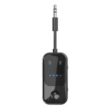 Bluetooth 5.2 -äänilähetin-vastaanotin 3,5 mm:n AUX-langaton sovitin Hi-Fi-stereomikrofoni autoon, lentokoneeseen,