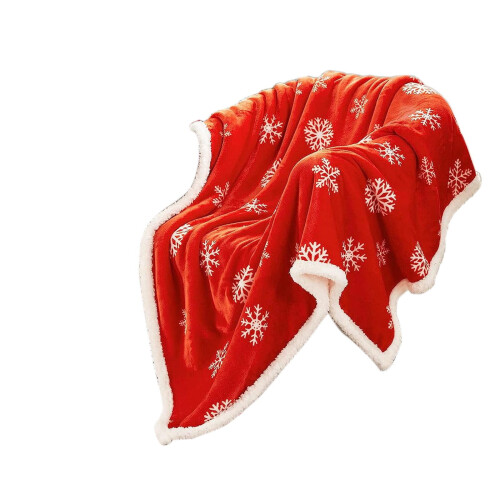 Christmas Snowflake Print Blanket 100x150cm Red 1