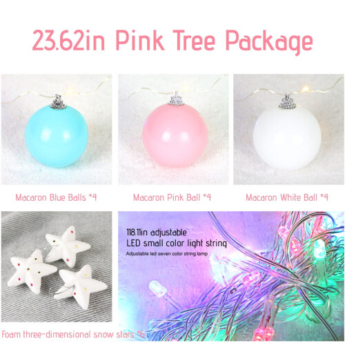 Pink Christmas Tree with Lights 23.6 Inches 2