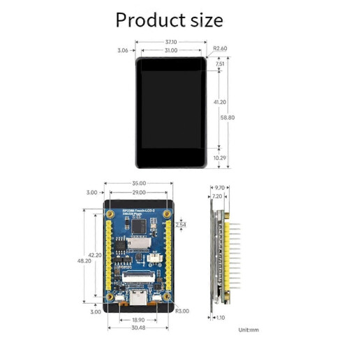 RP2350 2-Inch LCD Development Board Capacitive Touch Display 240x320 Pixels IPS Panel with Display 2