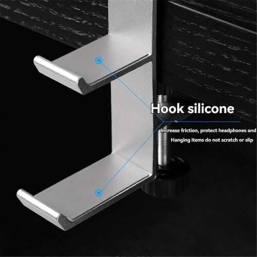 Adjustable Hanging Hooks Desk Side Hanging Bag Holder Black 1