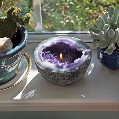 Crystal Geode Candle with Amethyst & Rose Quartz 1