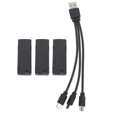 3 stuks 3,7V 2600mAh RC-drone lithiumbatterijen met 3-in-1 oplaadkabel. Vervangende mini-batterij voor