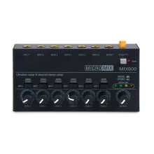 Mini o Mixer Stereo Line Mixer for Sub-Mixing Ultra Low-Noise 6-Channel for Guitars Bass Keyboards or Stage Mixer Extension