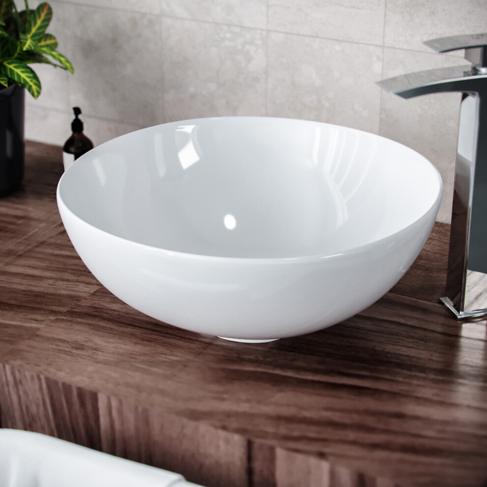 Etive 420Mm X-Large Round Cloakroom Counter Top Basin Sink Bowl 5060920921859