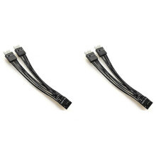 Motherboard HD Audio Extension Cable 9Pin 1 Female to 2 Male Y Splitter Cable Black for PC DIY 10cm, 2 Pack